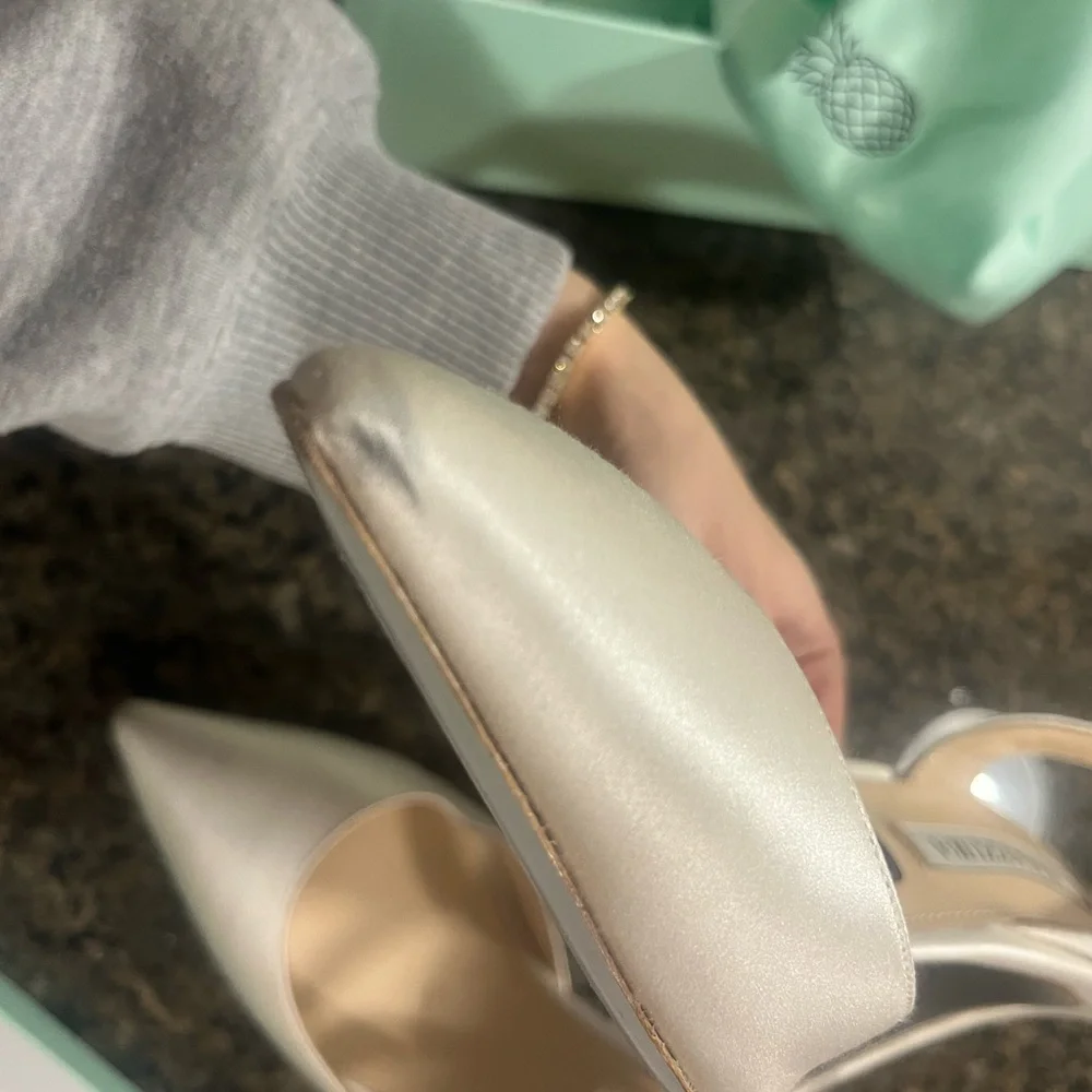 Aquazzura So Nude 85mm Pump White Satin Slingback Heels - Picture 7 of 9